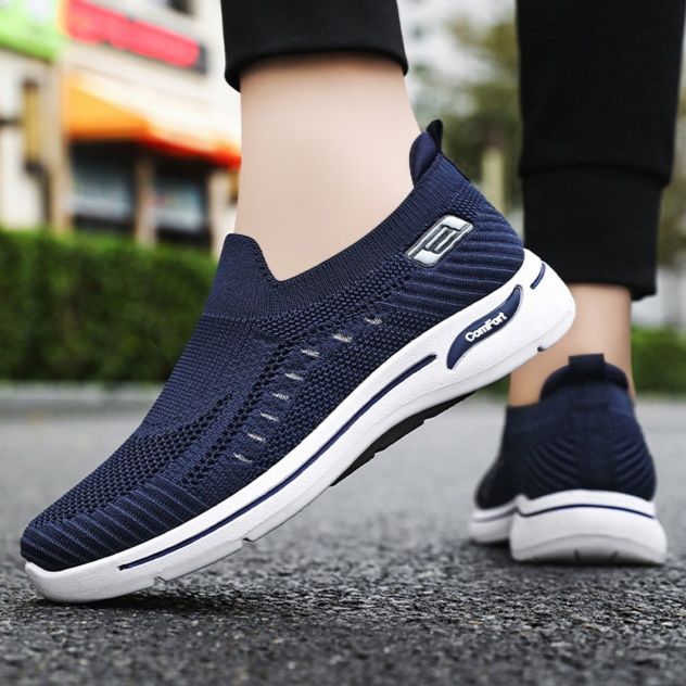 メンズ スリッポン 軽量通気メッシュ編み込みスリッポン