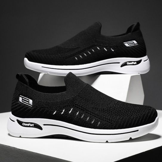 メンズ スリッポン 軽量通気メッシュ編み込みスリッポン