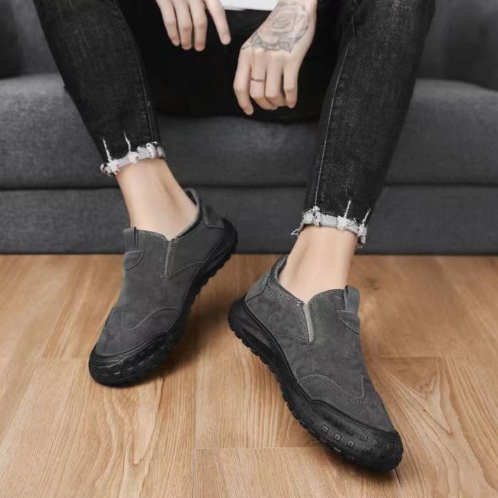 メンズ スリッポン 厚底スエード素材の快適メンズスリッポン