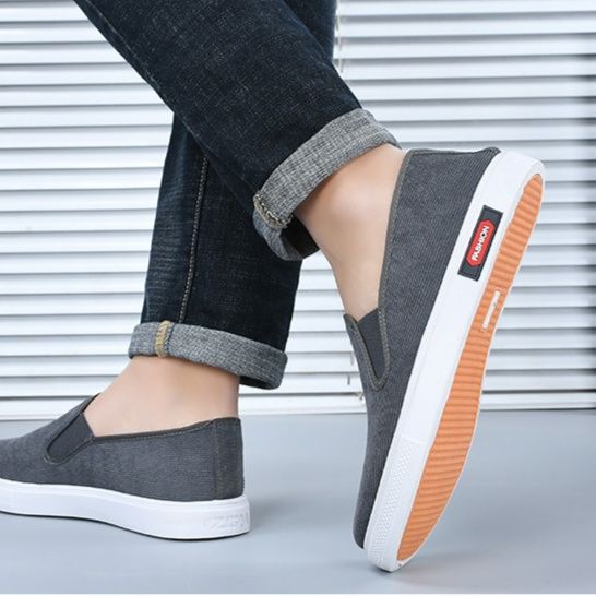 メンズ スリッポン キャンバスシンプルデザインシューズ