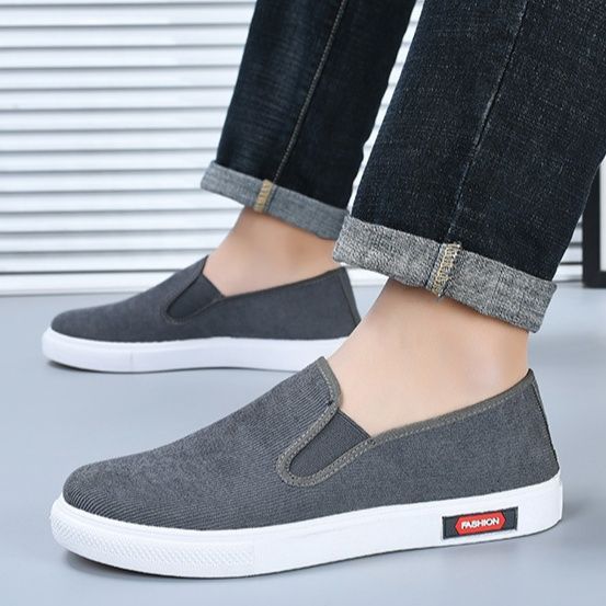 メンズ スリッポン キャンバスシンプルデザインシューズ