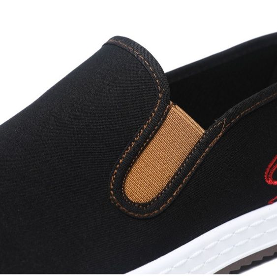 メンズ スリッポン キャンバス龍刺繍入り和風デザインメンズ用