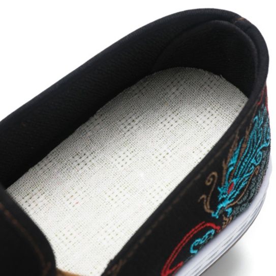 メンズ スリッポン キャンバス龍刺繍入り和風デザインメンズ用