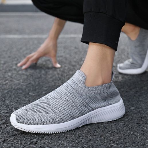 メンズ スリッポンキャンバス ニット編み軽量ソックス型スニーカー