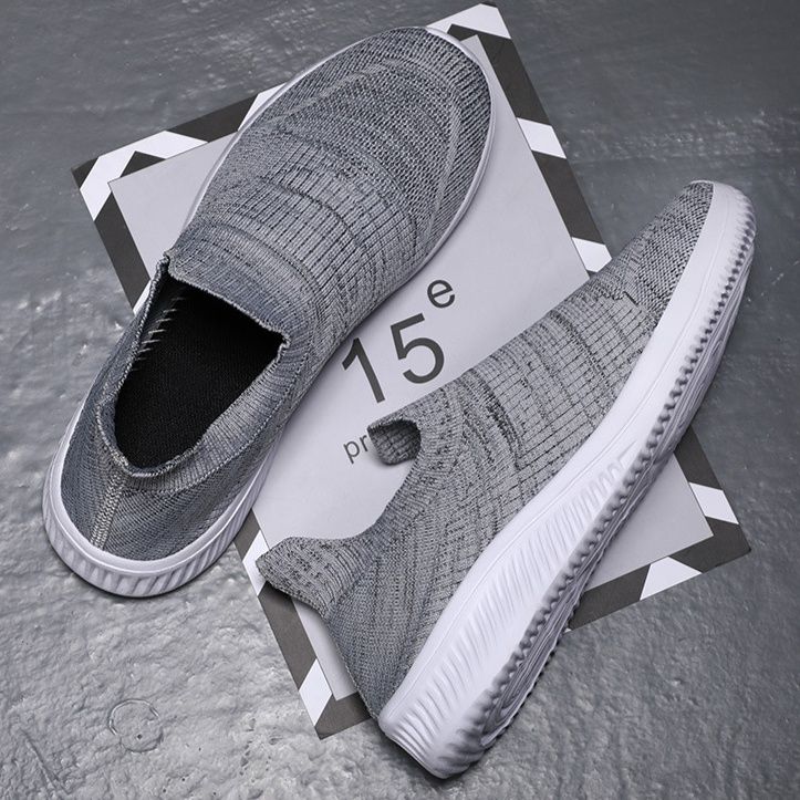 メンズ スリッポンキャンバス ニット編み軽量ソックス型スニーカー