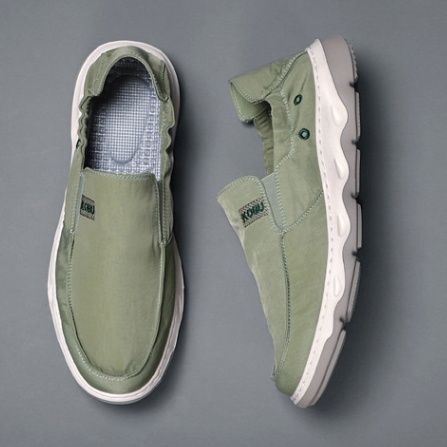 メンズ スリッポンキャンバス 厚底ウェーブソールスニーカー