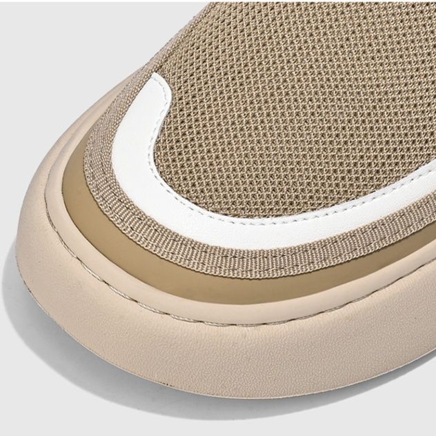 メンズ スリッポンメッシュ 厚底デザイン切替スニーカー