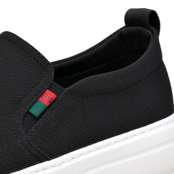 メンズ スリッポン 厚底キャンバス地スリッポンシューズ