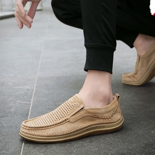 メンズ スリッポン 通気性抜群メッシュ素材軽量シューズ