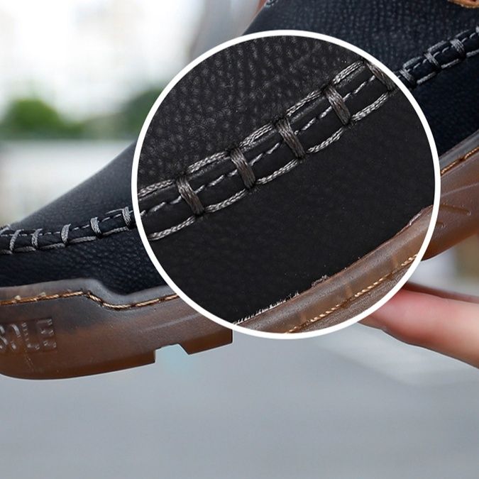 メンズ スリッポン 手縫いステッチ厚底キャンバス地軽量スニーカー