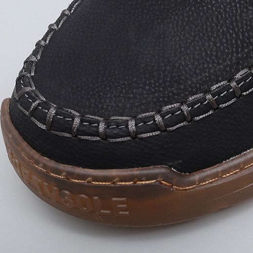 メンズ スリッポン 手縫いステッチ厚底キャンバス地軽量スニーカー