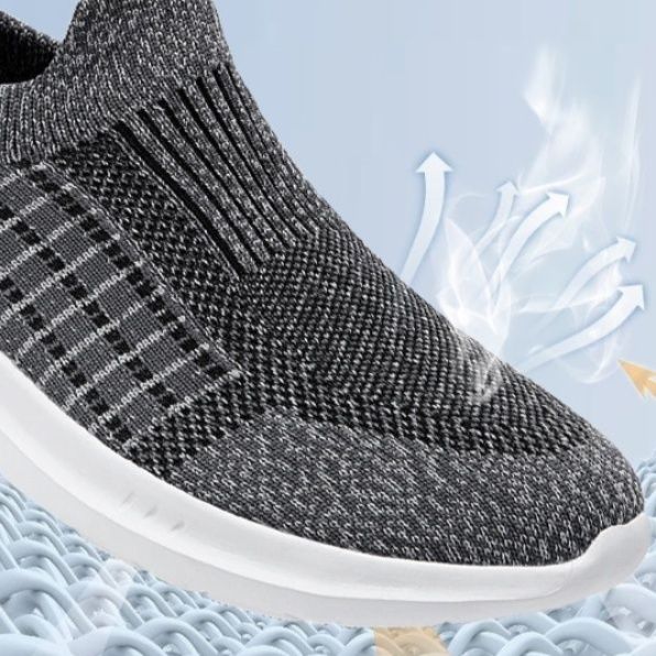 メンズ スリッポン ニット編み込み軽量ソックス型メンズスリッポン