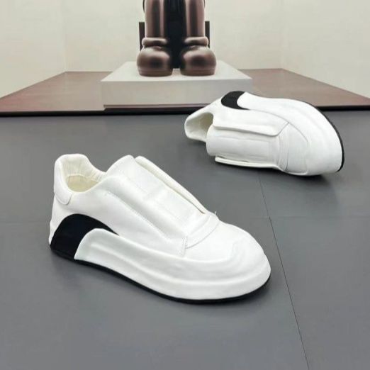 メンズ スリッポン 厚底デザイン本革スリッポンシューズ