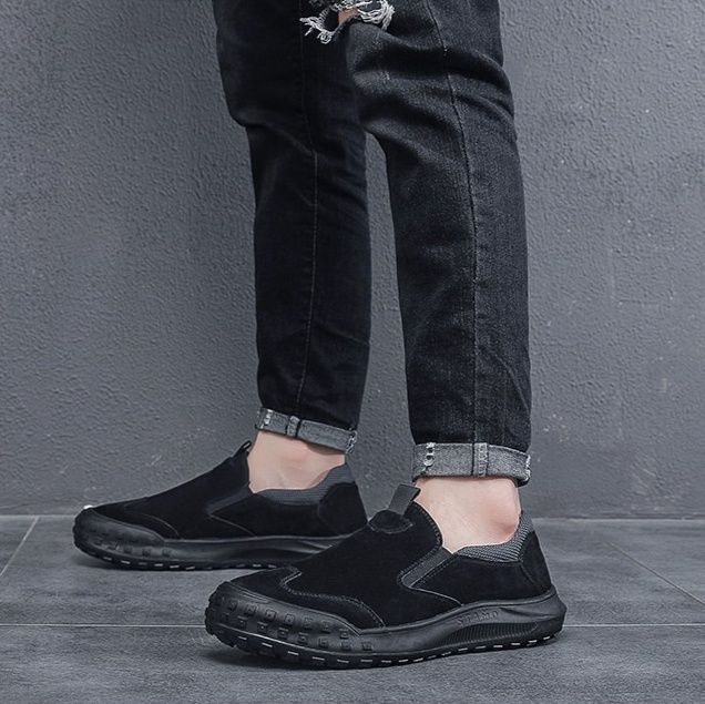 メンズ スリッポン 厚底ソール 軽量キャンバス素材 メンズスリッポン