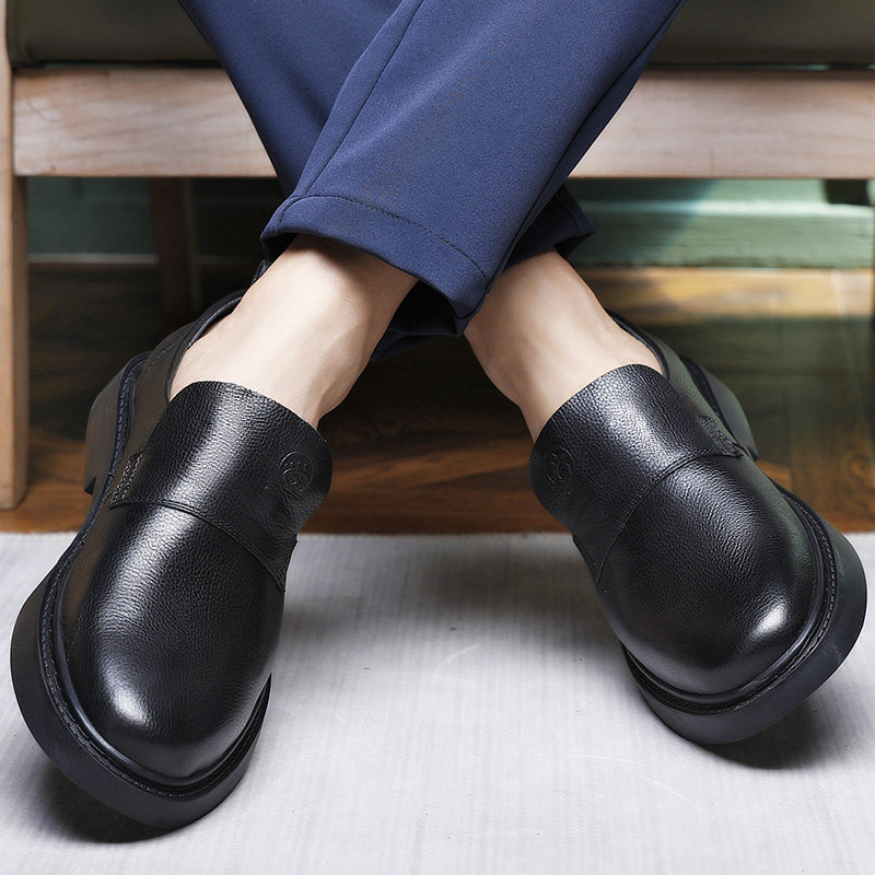 メンズ スリッポン 本革シンプルデザイン厚底スリッポン