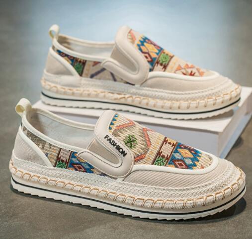 メンズ スリッポン メンズ キャンバス スリッポン 民族柄 カジュアル運動靴