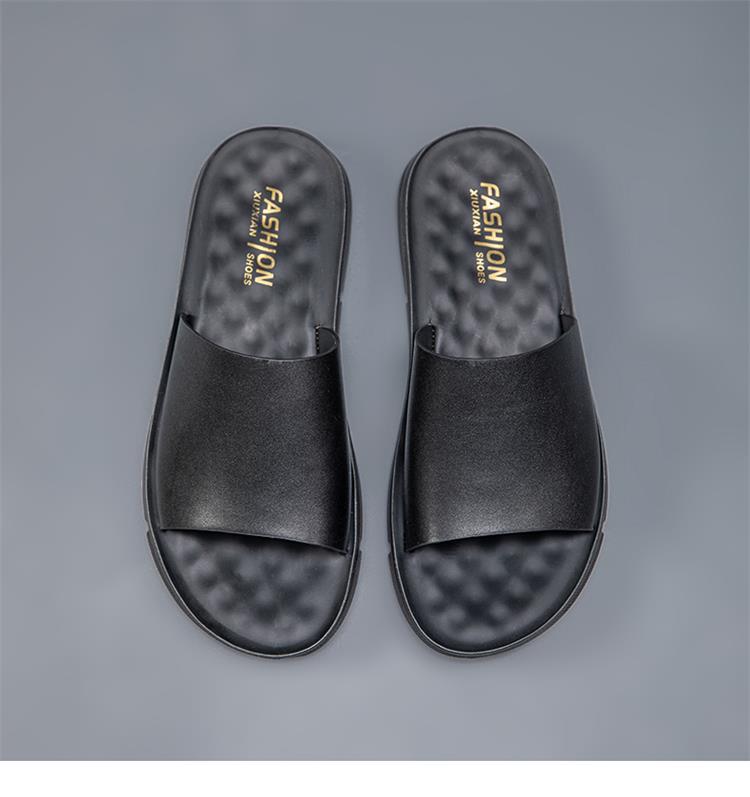 メンズ スリッポン 立体凹凸底仕様の快適レザーサンダル