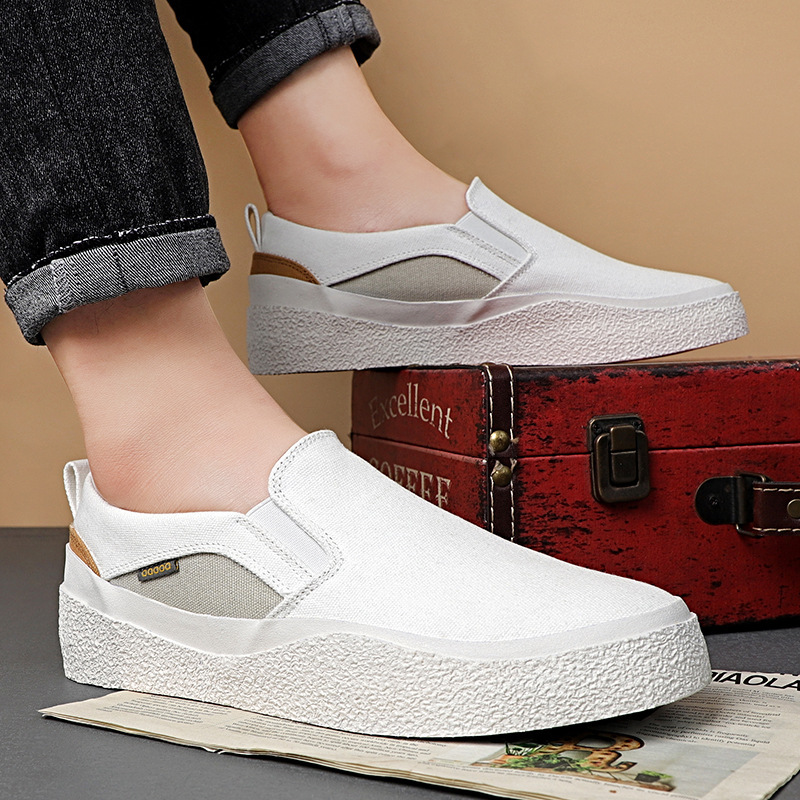 メンズ スリッポン 厚底デザイン キャンバス地カジュアルスリッポン