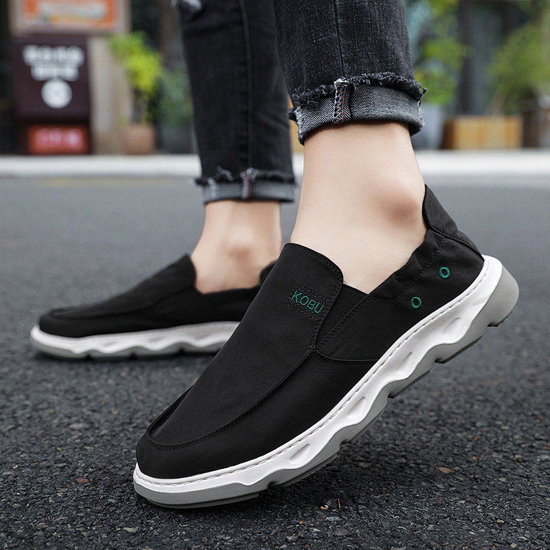 メンズ スリッポンキャンバス 厚底ウェーブソールスニーカー