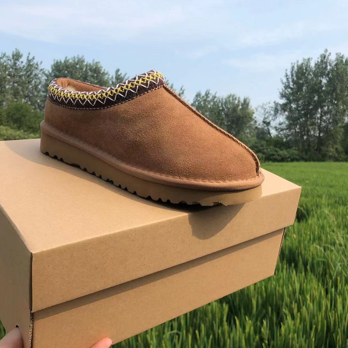 メンズ スリッポン スエード調ボア付き暖かメンズスリッポン