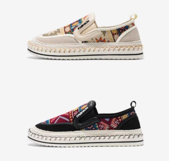 メンズ スリッポン メンズ キャンバス スリッポン 民族柄 カジュアル運動靴