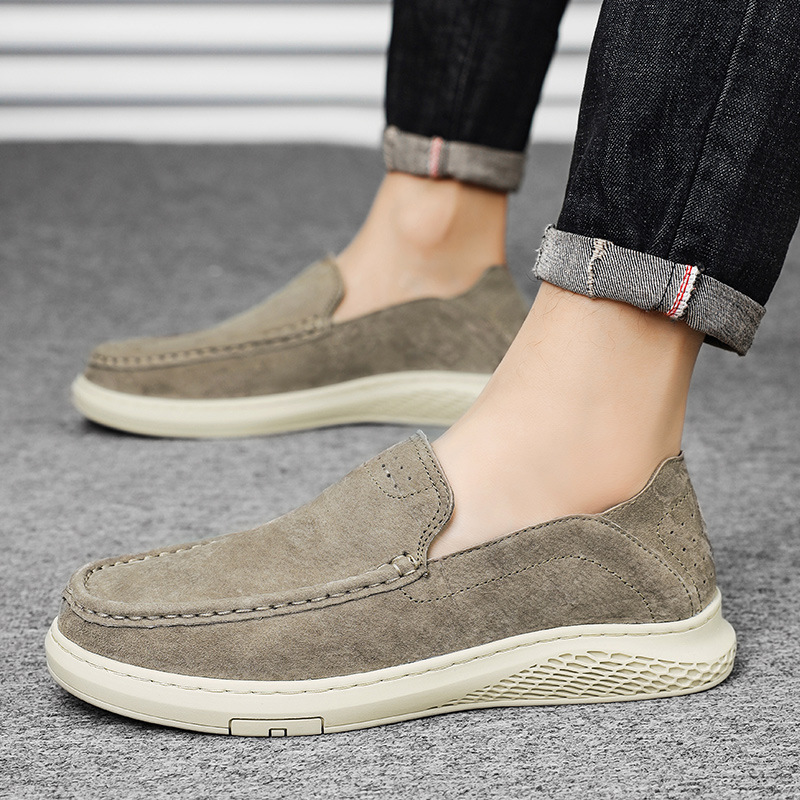 メンズ スリッポンスエード 軽量厚底カジュアルスニーカー