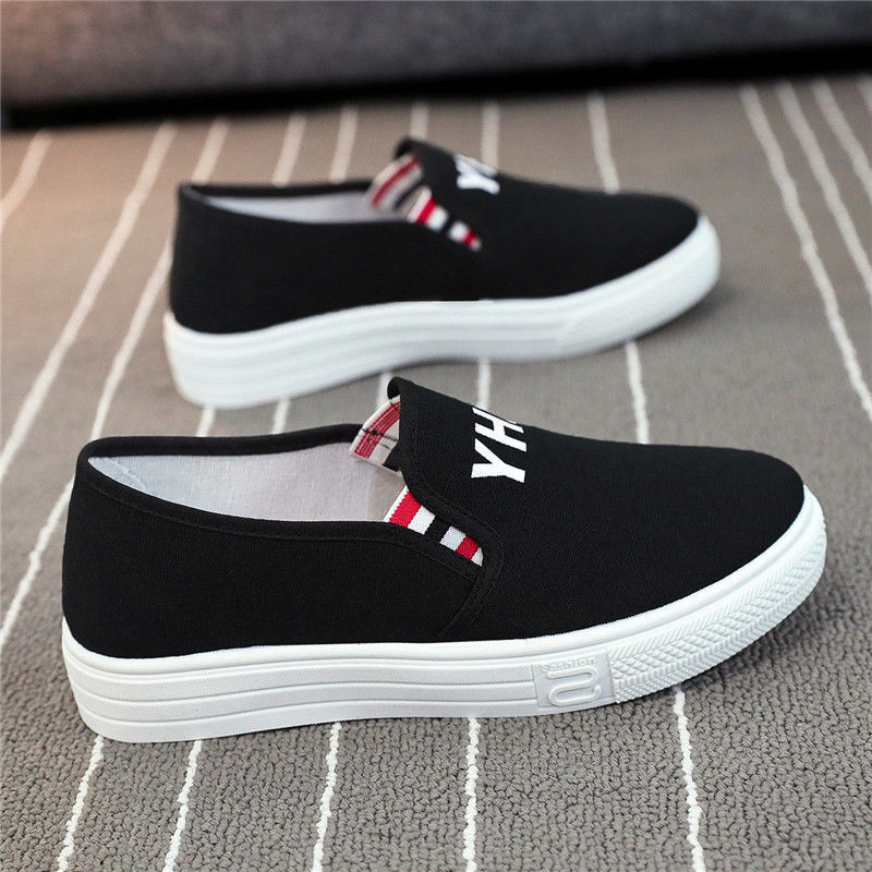 メンズ スリッポン キャンバスロゴ入りカジュアルシューズ