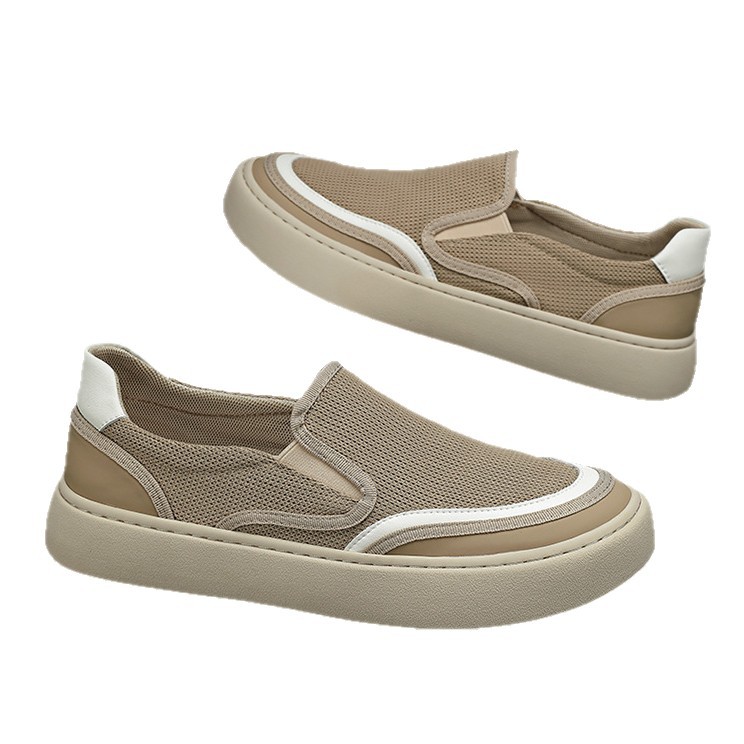 メンズ スリッポンメッシュ 厚底デザイン切替スニーカー