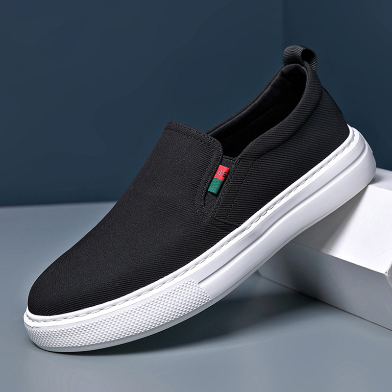 メンズ スリッポン 厚底キャンバス地スリッポンシューズ