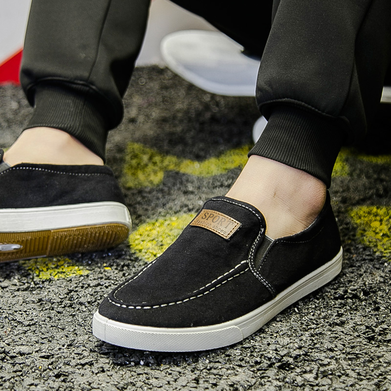 メンズ スリッポン キャンバスステッチデザインカジュアルスニーカー