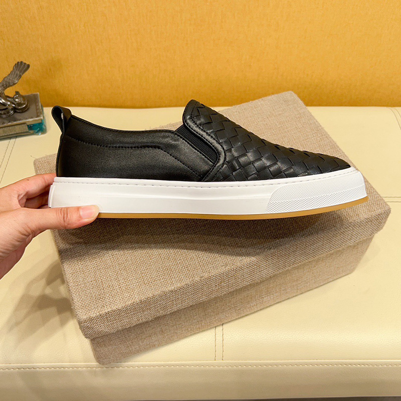 メンズ スリッポン 編み込み加工本革メンズカジュアルスリッポン