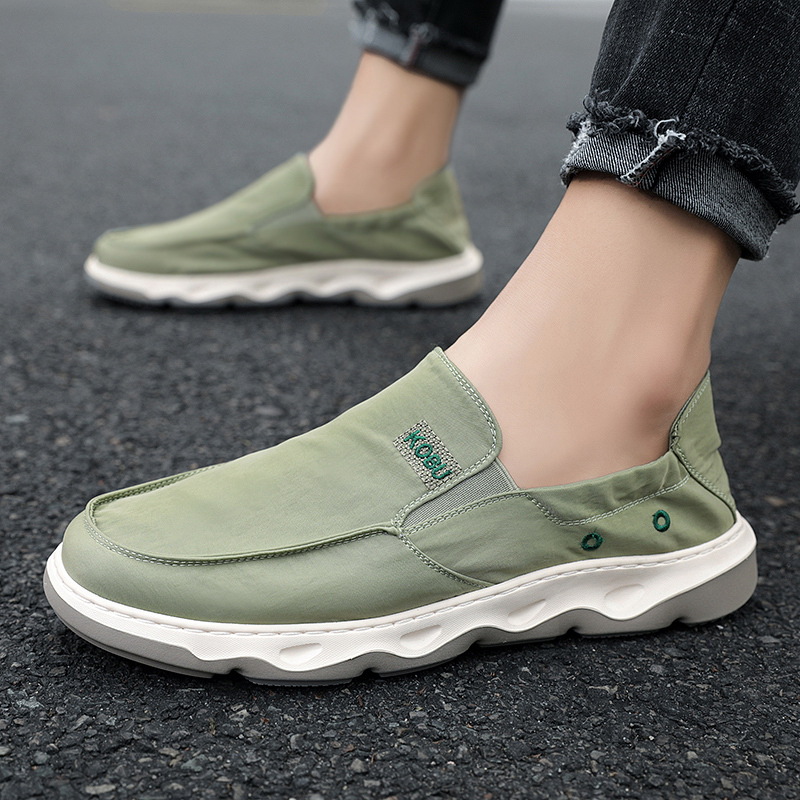 メンズ スリッポンキャンバス 厚底ウェーブソールスニーカー