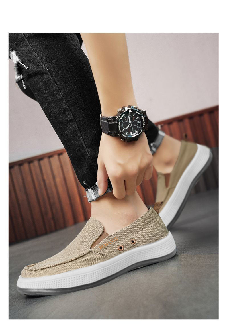 メンズ スリッポン キャンバス軽量厚底ソールスニーカー