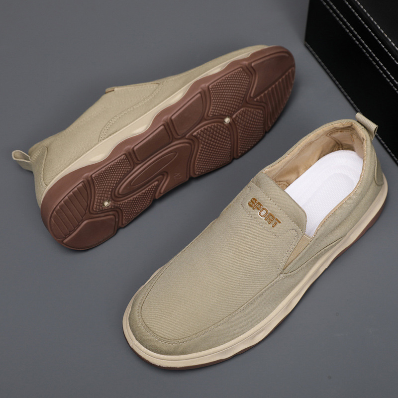 メンズ スリッポン 厚底ソール キャンバス地 カジュアルスリッポン