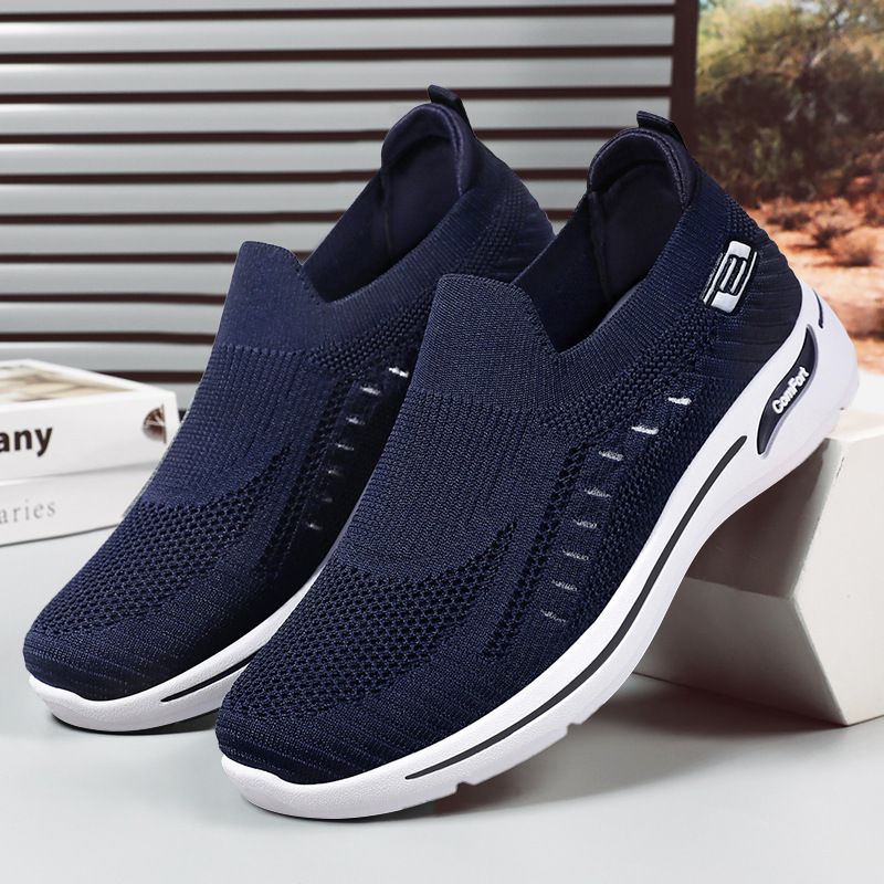 メンズ スリッポン 軽量通気メッシュ編み込みスリッポン