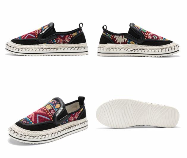 メンズ スリッポン メンズ キャンバス スリッポン 民族柄 カジュアル運動靴