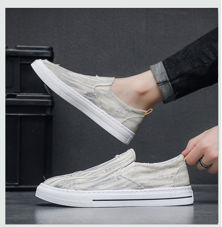 メンズ スリッポン 迷彩柄キャンバス地カジュアルシューズ