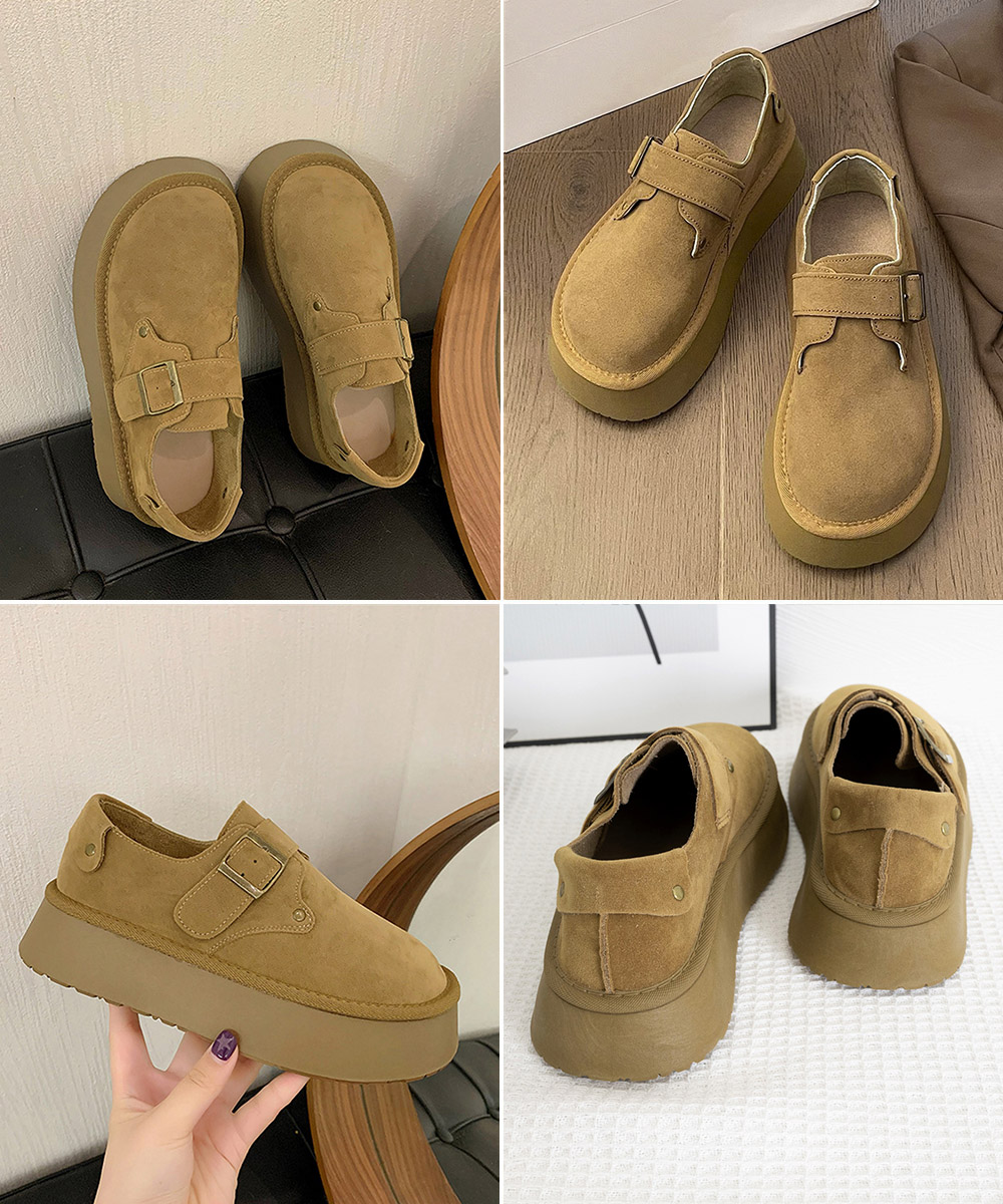 スリッポン　メンズ スエード調厚底モカシンスリッポン