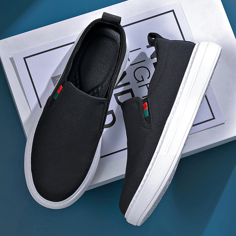 メンズ スリッポン 厚底キャンバス地スリッポンシューズ