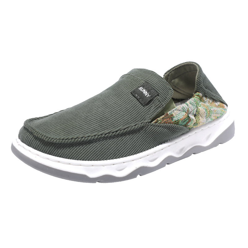 メンズ スリッポンキャンバス コーデュロイ調厚底スニーカー