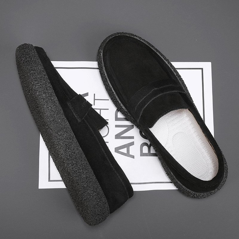 メンズ スリッポン 厚底プラットフォーム革靴風カジュアルローファー