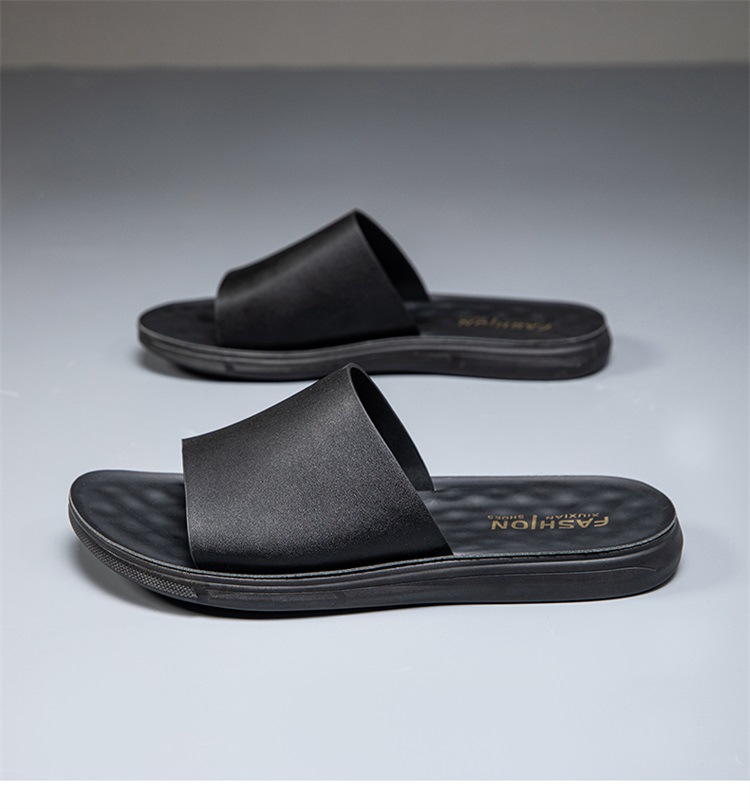 メンズ スリッポン 立体凹凸底仕様の快適レザーサンダル