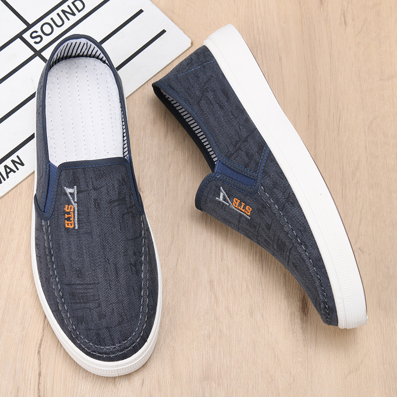 メンズ スリッポン キャンバスカジュアルステッチデザインスニーカー