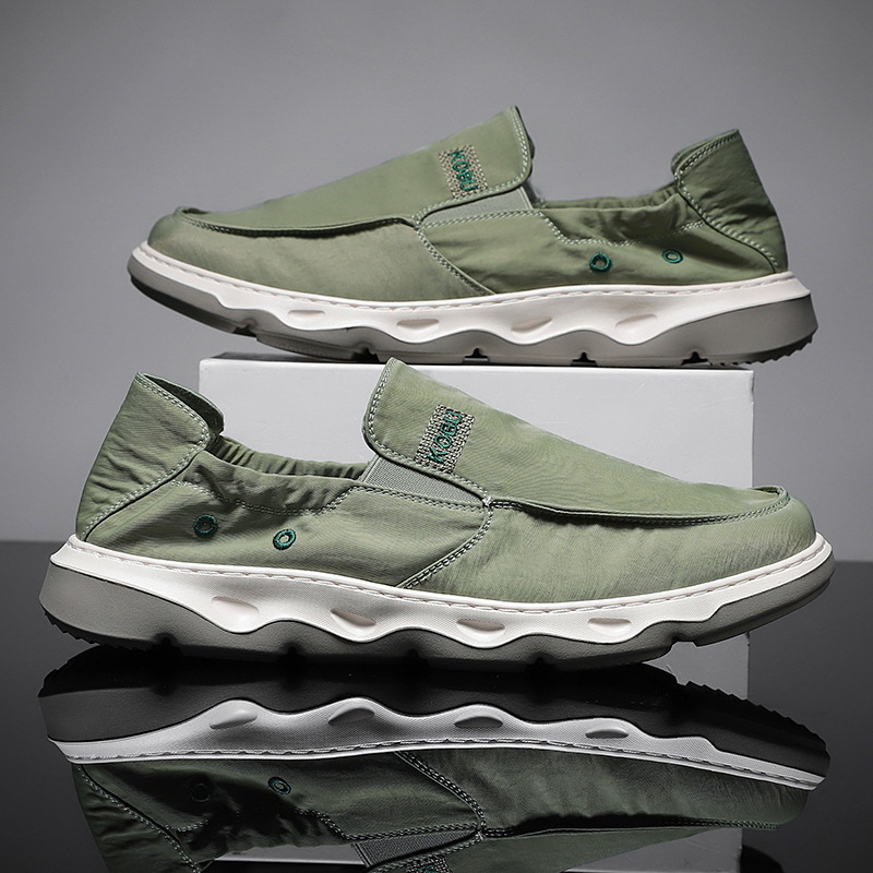 メンズ スリッポンキャンバス 厚底ウェーブソールスニーカー