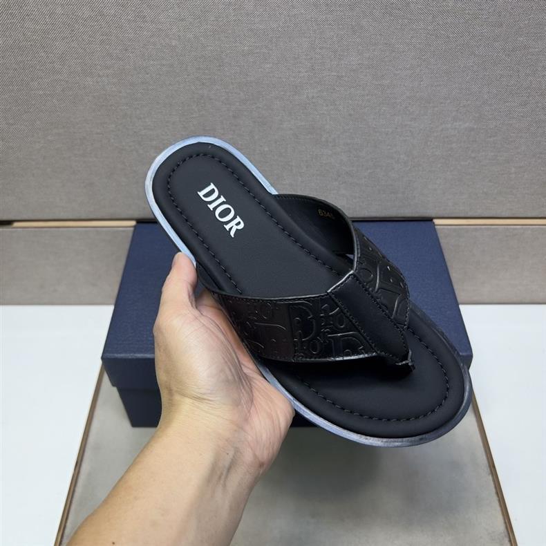 メンズ スリッポン 型押しレザートングサンダル