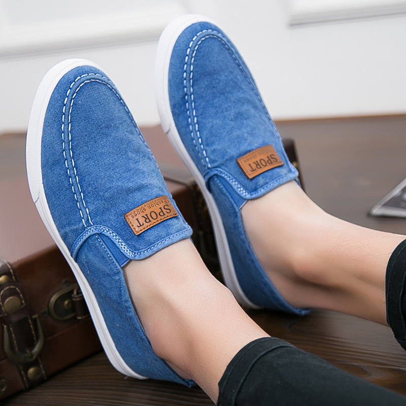 メンズ スリッポン キャンバスステッチデザインカジュアルスニーカー