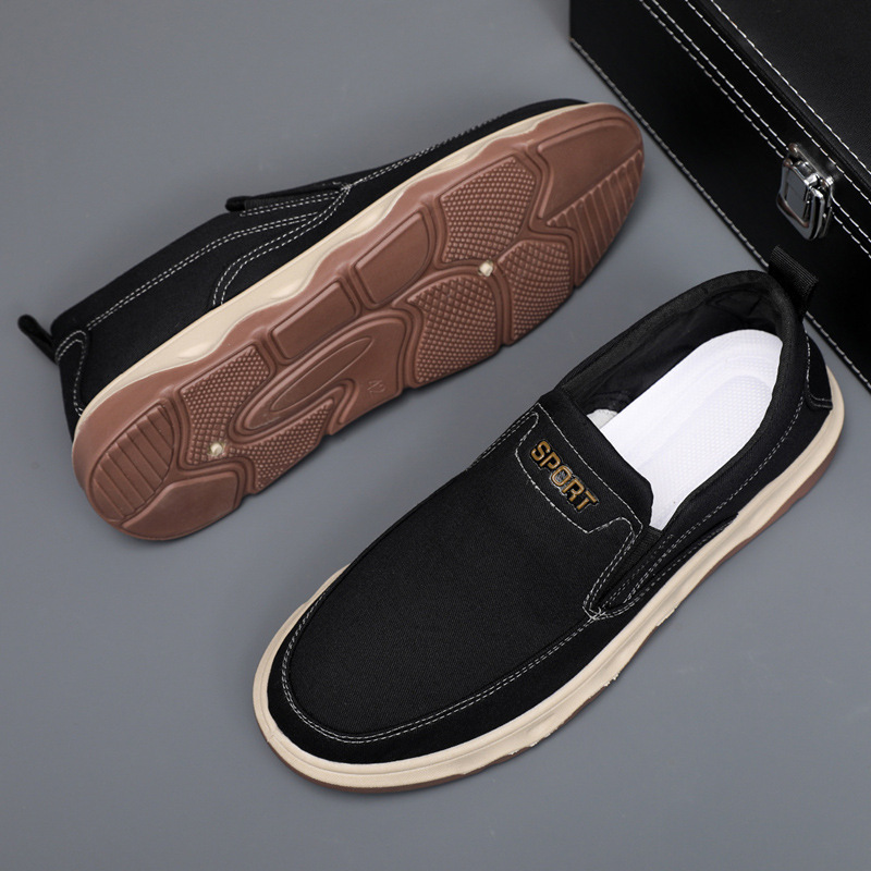 メンズ スリッポン 厚底ソール キャンバス地 カジュアルスリッポン