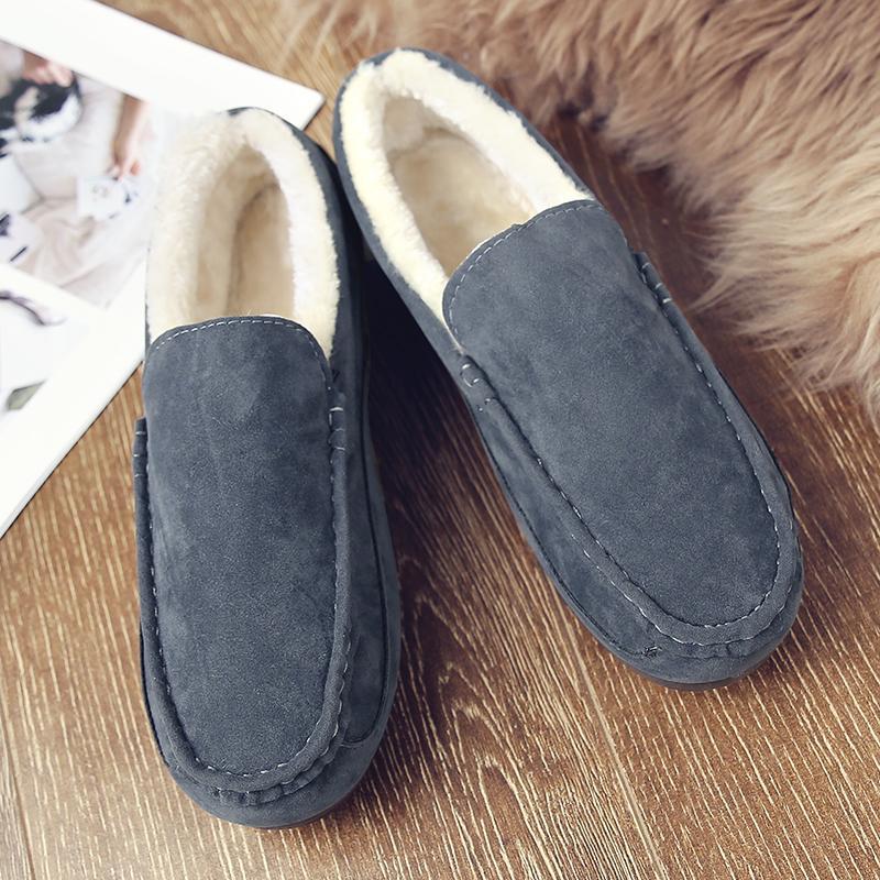 メンズ スリッポン 裏ボア付き暖かモカシン型メンズスリッポン