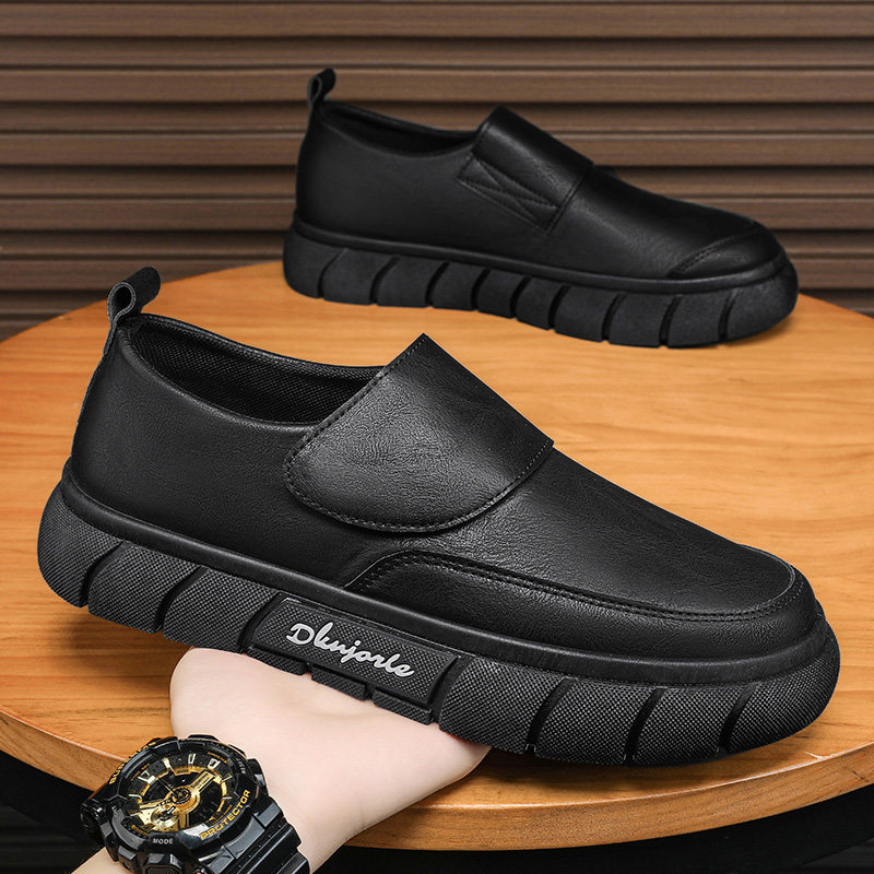 メンズ スリッポン 厚底ソール レザー スリッポン カジュアルシューズ