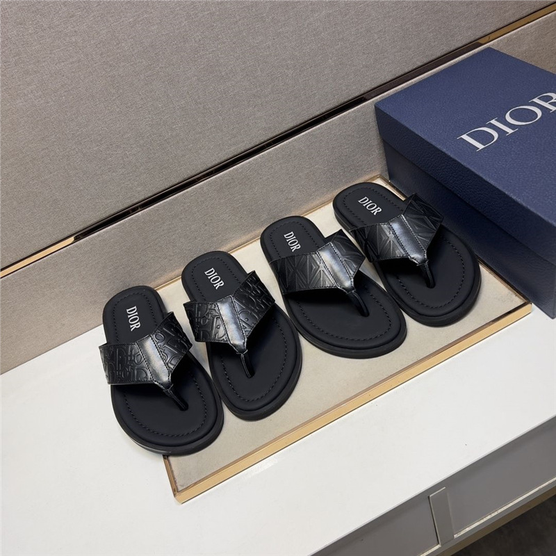 メンズ スリッポン 型押しレザートングサンダル